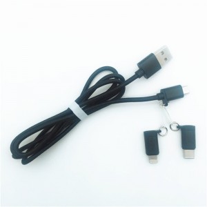 KPS-1002CB 3w1 Wysokiej jakości nylonowy kabel ładujący 1M 2a OD3.5MM USB
